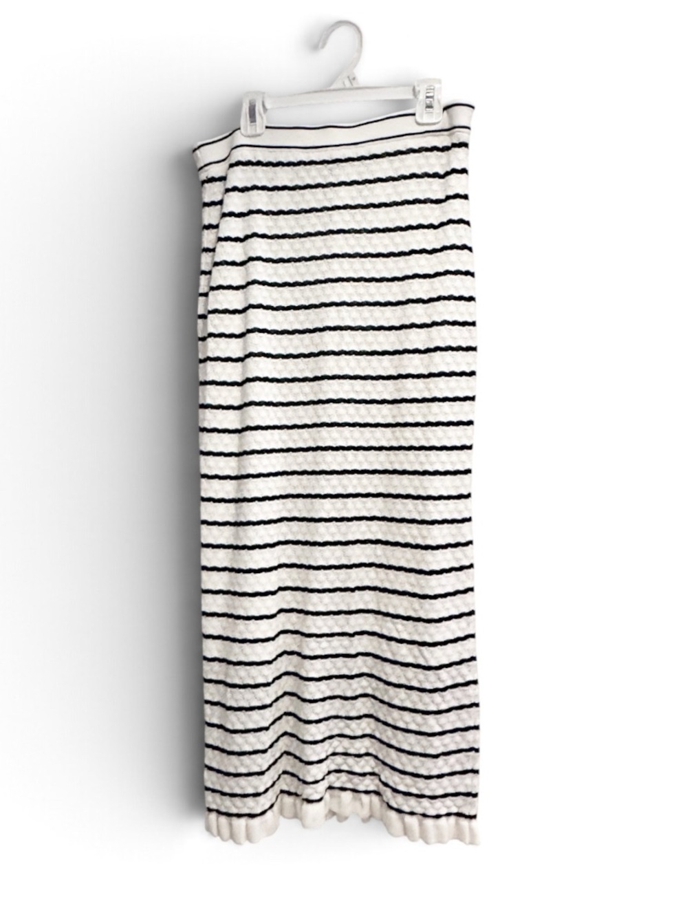 ANN TAYLOR Blue White Striped Knit Skirt Pull On Maxi SMALL Stretch Long 2025